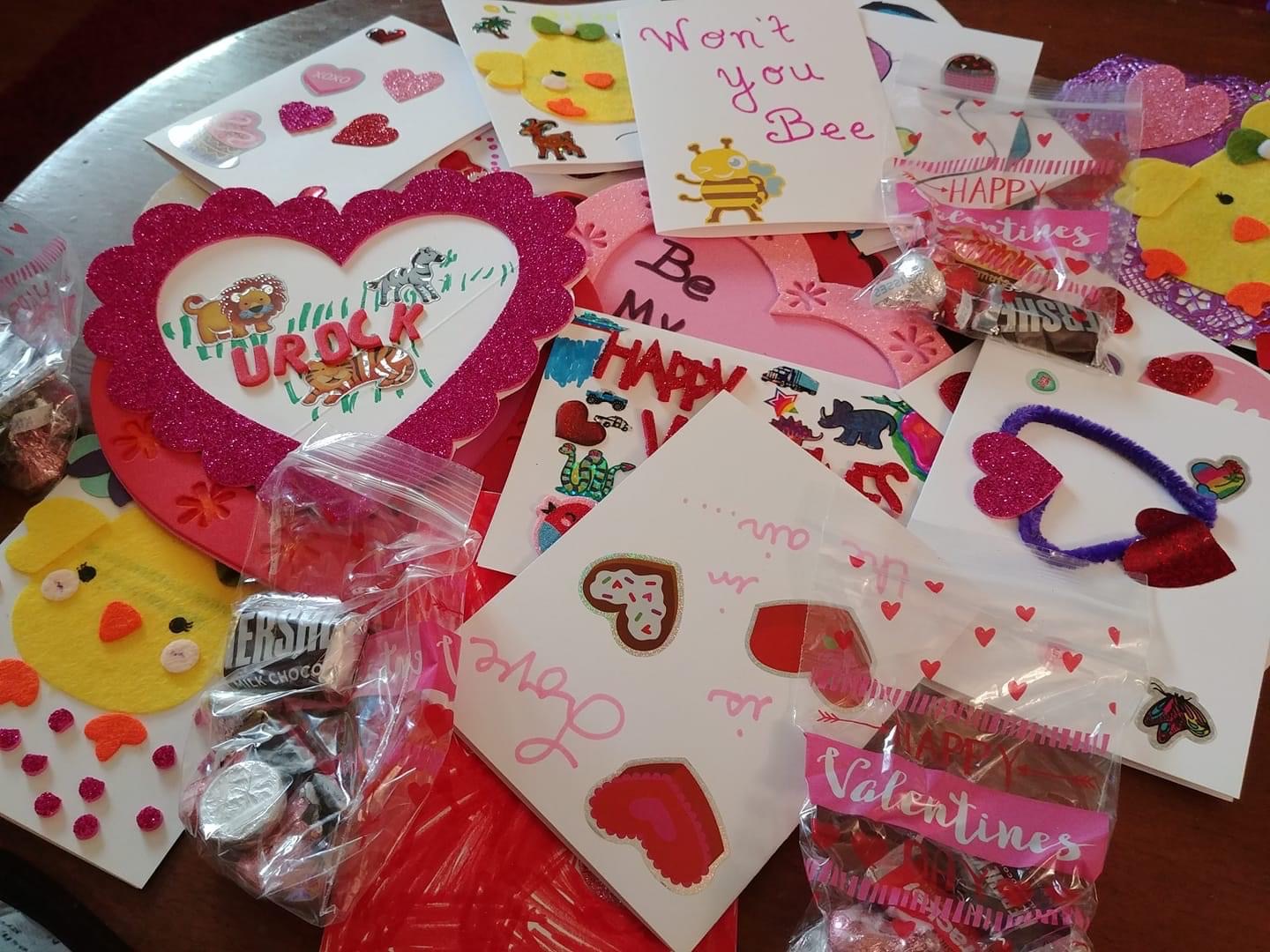 Handmade valentines for donation